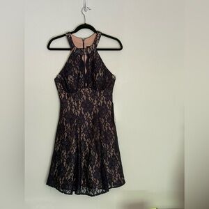 Night Way Collections Navy Lace Backless Dress